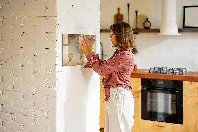 Beschrijfbaar glazen magneetbord met vintage wereldkaart design