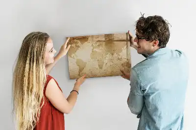 Beschrijfbaar glazen magneetbord met vintage wereldkaart design