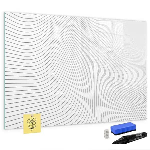 Magnetisch glazen schrijfbord voor notities en foto's met abstracte lijnen