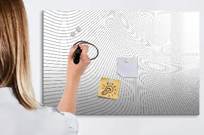Magnetisch glazen schrijfbord voor notities en foto's met abstracte lijnen