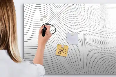 Magnetisch glazen schrijfbord voor notities en foto's met abstracte lijnen