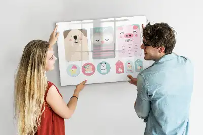 Magnetisch glazen schrijfbord met vrolijke dierenprint