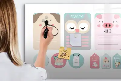 Magnetisch glazen schrijfbord met vrolijke dierenprint
