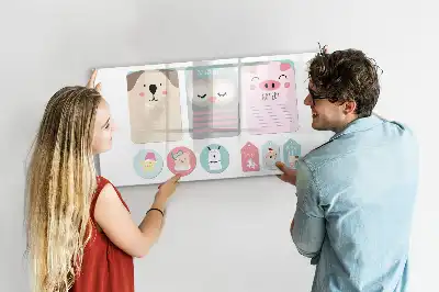 Magnetisch glazen schrijfbord met vrolijke dierenprint