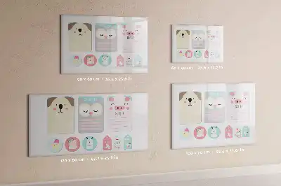 Magnetisch glazen schrijfbord met vrolijke dierenprint