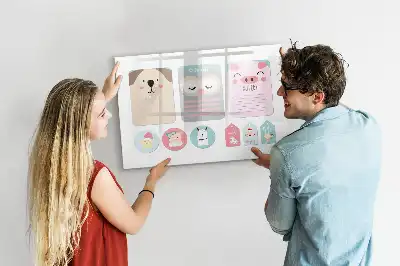 Magnetisch glazen schrijfbord met vrolijke dierenprint