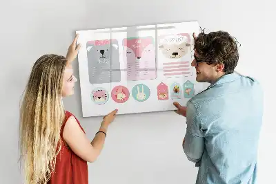 Beschrijfbaar glazen magneetbord met design vrolijke bladwijzers