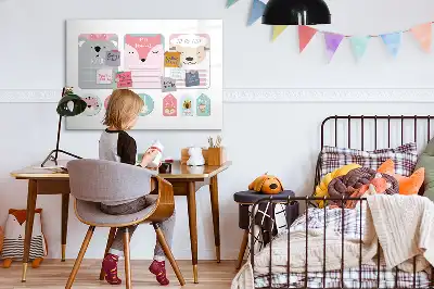 Beschrijfbaar glazen magneetbord met design vrolijke bladwijzers