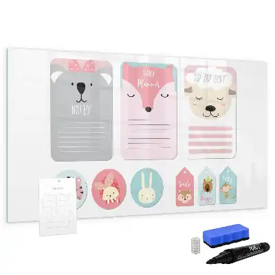Beschrijfbaar glazen magneetbord met design vrolijke bladwijzers