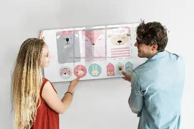 Beschrijfbaar glazen magneetbord met design vrolijke bladwijzers