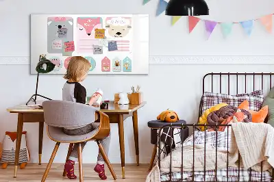 Beschrijfbaar glazen magneetbord met design vrolijke bladwijzers