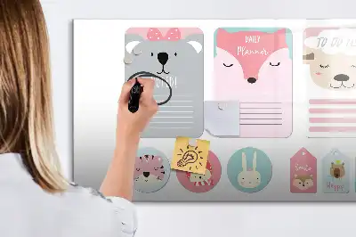Beschrijfbaar glazen magneetbord met design vrolijke bladwijzers