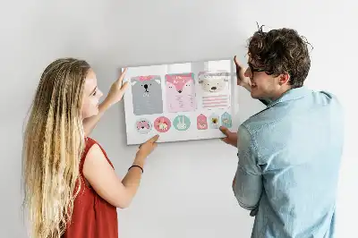 Beschrijfbaar glazen magneetbord met design vrolijke bladwijzers