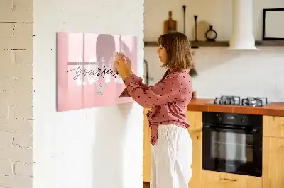Beschrijfbaar glazen magneetbord met design met Hou van jezelf tekst