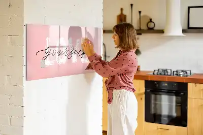Beschrijfbaar glazen magneetbord met design met Hou van jezelf tekst