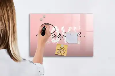 Beschrijfbaar glazen magneetbord met design met Hou van jezelf tekst