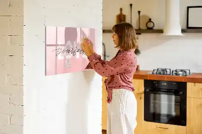 Beschrijfbaar glazen magneetbord met design met Hou van jezelf tekst