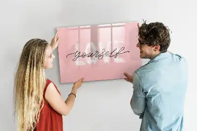 Beschrijfbaar glazen magneetbord met design met Hou van jezelf tekst