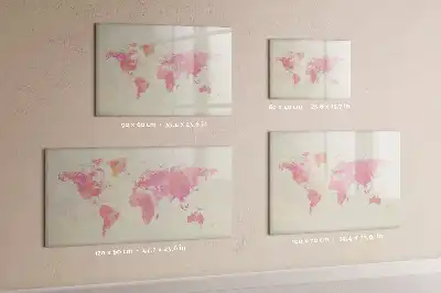 Magnetisch glazen schrijfbord met aquarel wereldkaart voor notities en foto's