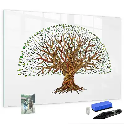 Beschrijfbaar glazen magneetbord met boomwortel design