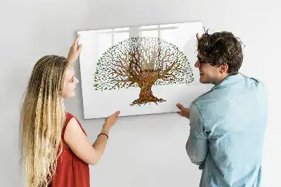 Beschrijfbaar glazen magneetbord met boomwortel design