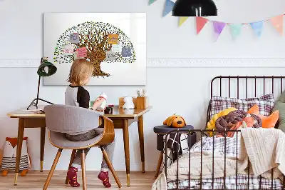 Beschrijfbaar glazen magneetbord met boomwortel design