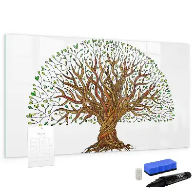 Beschrijfbaar glazen magneetbord met boomwortel design