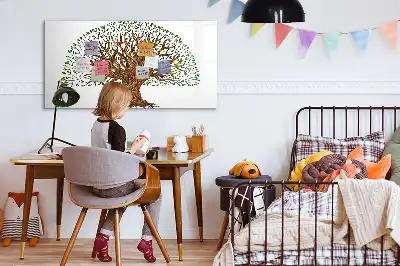 Beschrijfbaar glazen magneetbord met boomwortel design