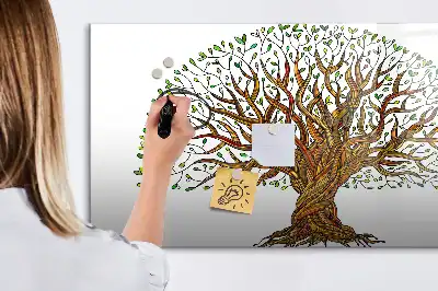 Beschrijfbaar glazen magneetbord met boomwortel design