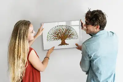 Beschrijfbaar glazen magneetbord met boomwortel design