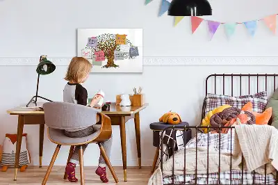 Beschrijfbaar glazen magneetbord met boomwortel design