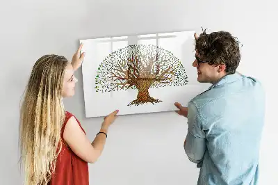 Beschrijfbaar glazen magneetbord met boomwortel design