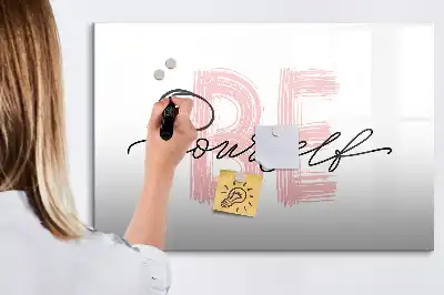 Magnetisch glazen schrijfbord met de tekst Wees jezelf