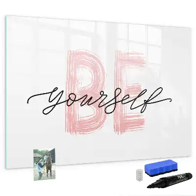 Magnetisch glazen schrijfbord met de tekst Wees jezelf