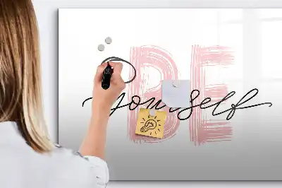 Magnetisch glazen schrijfbord met de tekst Wees jezelf