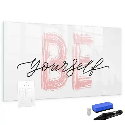 Magnetisch glazen schrijfbord met de tekst Wees jezelf