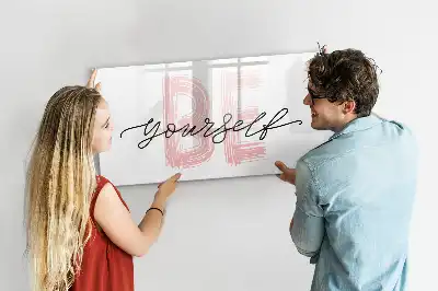 Magnetisch glazen schrijfbord met de tekst Wees jezelf