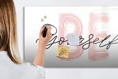 Magnetisch glazen schrijfbord met de tekst Wees jezelf