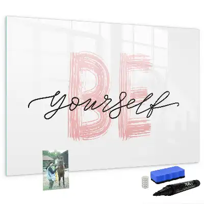 Magnetisch glazen schrijfbord met de tekst Wees jezelf