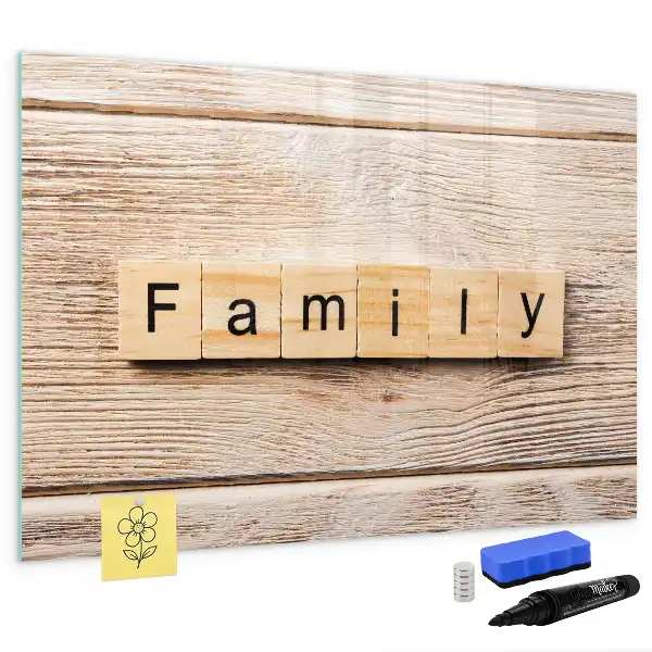 Beschrijfbaar glazen magneetbord familie tekst design