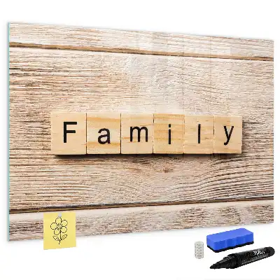 Beschrijfbaar glazen magneetbord familie tekst design