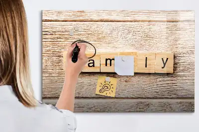 Beschrijfbaar glazen magneetbord familie tekst design