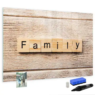 Beschrijfbaar glazen magneetbord familie tekst design