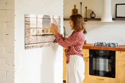 Beschrijfbaar glazen magneetbord familie tekst design