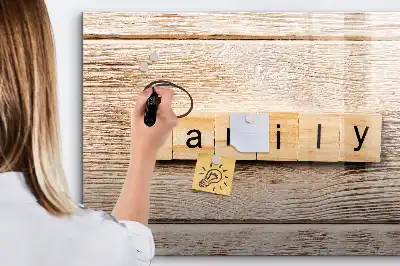 Beschrijfbaar glazen magneetbord familie tekst design