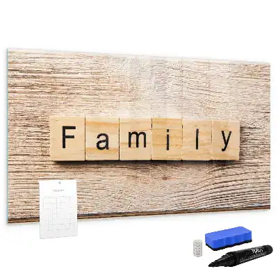 Beschrijfbaar glazen magneetbord familie tekst design