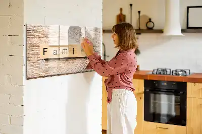 Beschrijfbaar glazen magneetbord familie tekst design
