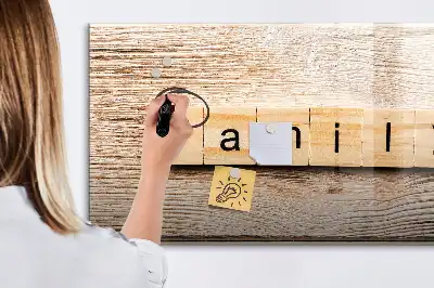 Beschrijfbaar glazen magneetbord familie tekst design