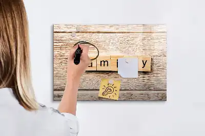 Beschrijfbaar glazen magneetbord familie tekst design