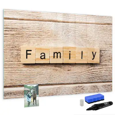 Beschrijfbaar glazen magneetbord familie tekst design